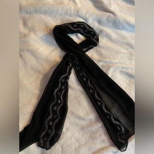 Black sheer scarf with rhinestones
